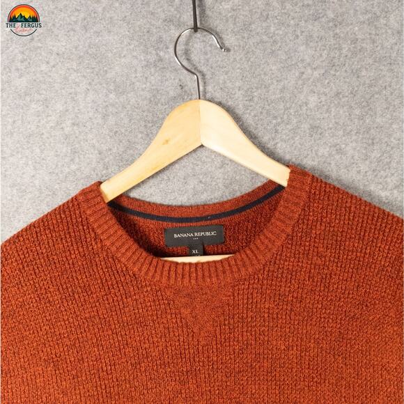 Banana Republic Pullover Sweater Burnt Orange Cotton Blend Long Sleeve Men Sz XL - Picture 9 of 12